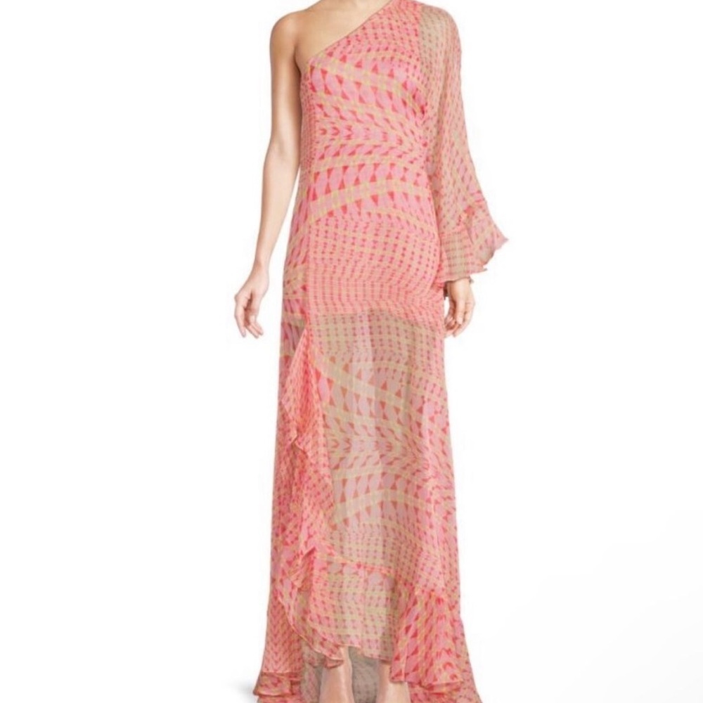 Misa Los Angeles Vibrant Pink Geometric Dress